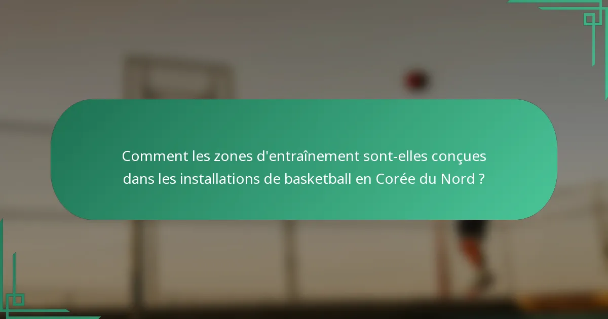 Comment les zones d'entraînement sont-elles conçues dans les installations de basketball en Corée du Nord ?