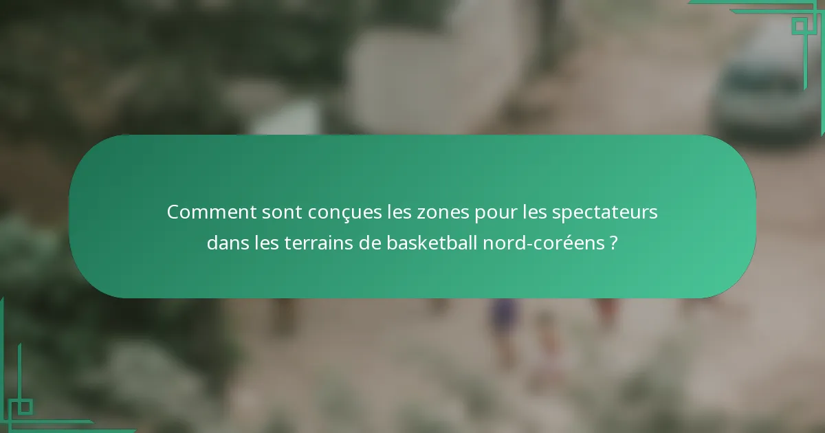 Comment sont conçues les zones pour les spectateurs dans les terrains de basketball nord-coréens ?