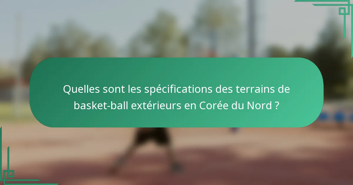 Quelles sont les spécifications des terrains de basket-ball extérieurs en Corée du Nord ?