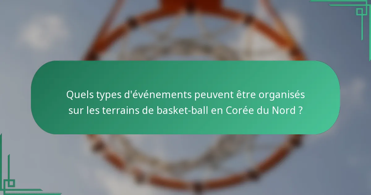 Quels types d'événements peuvent être organisés sur les terrains de basket-ball en Corée du Nord ?